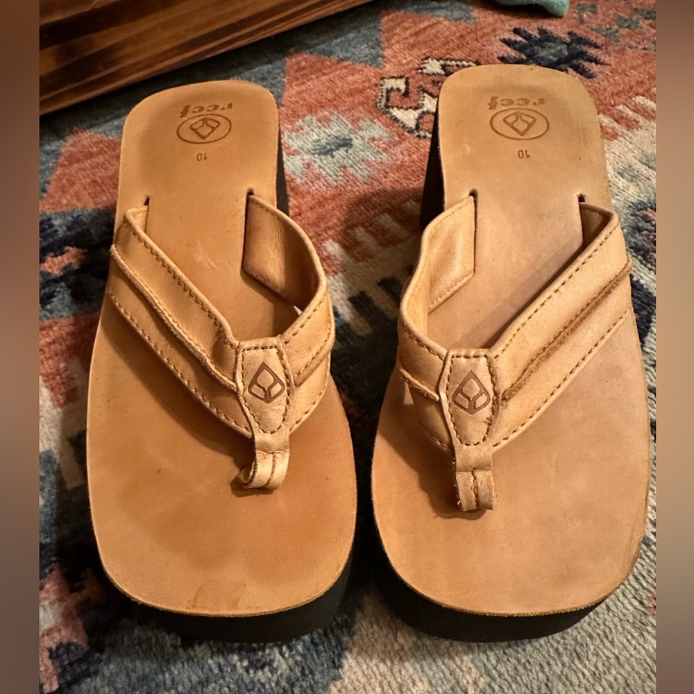 Reef leather platform/wedge flip flop